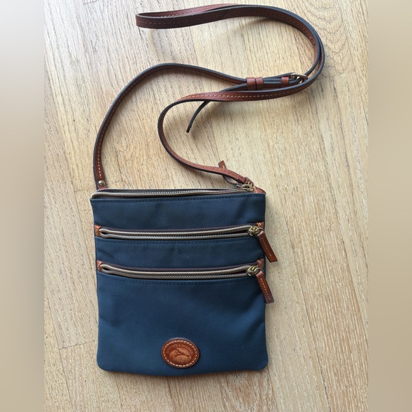 Dooney & Bourke Handbags - Dooney & Bourke Navy and Tan Crossbody Bag